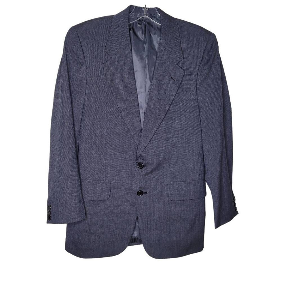 Neiman Marcus Mens Two Button Suit Jacket Blue Vintage USA Union Made sz 30 36